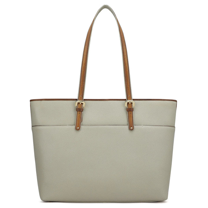 Large Wax Leather Tote - Khaki