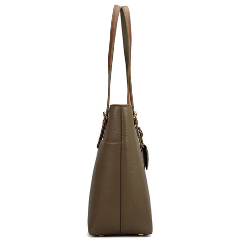 Large Wax Leather Tote - Moss