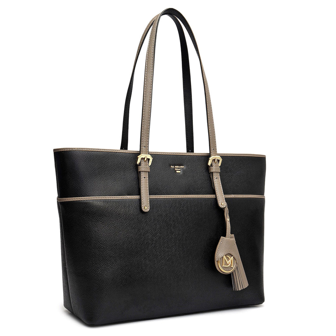 Medium Franzy Leather Tote - Black