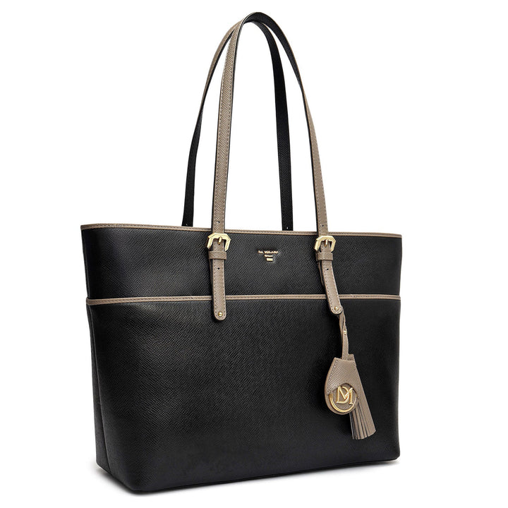 Medium Franzy Leather Tote - Black