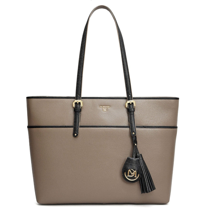 Medium Franzy Leather Tote - Smoke Grey