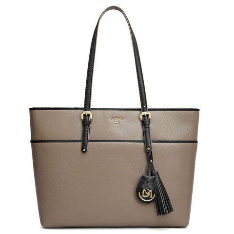 Medium Franzy Leather Tote - Smoke Grey
