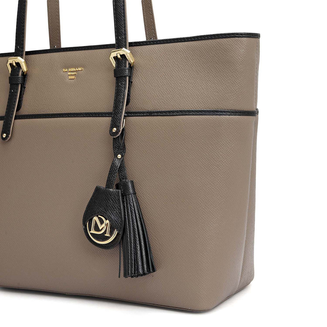 Medium Franzy Leather Tote - Smoke Grey