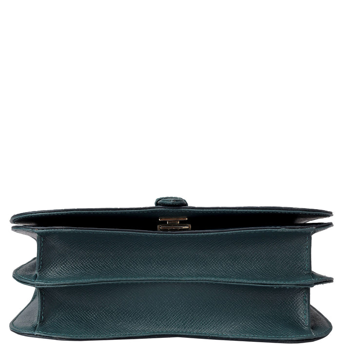 Small Croco Leather Shoulder Bag - Ocean