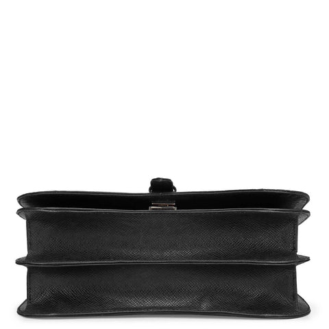 Small Croco Leather Satchel - Black