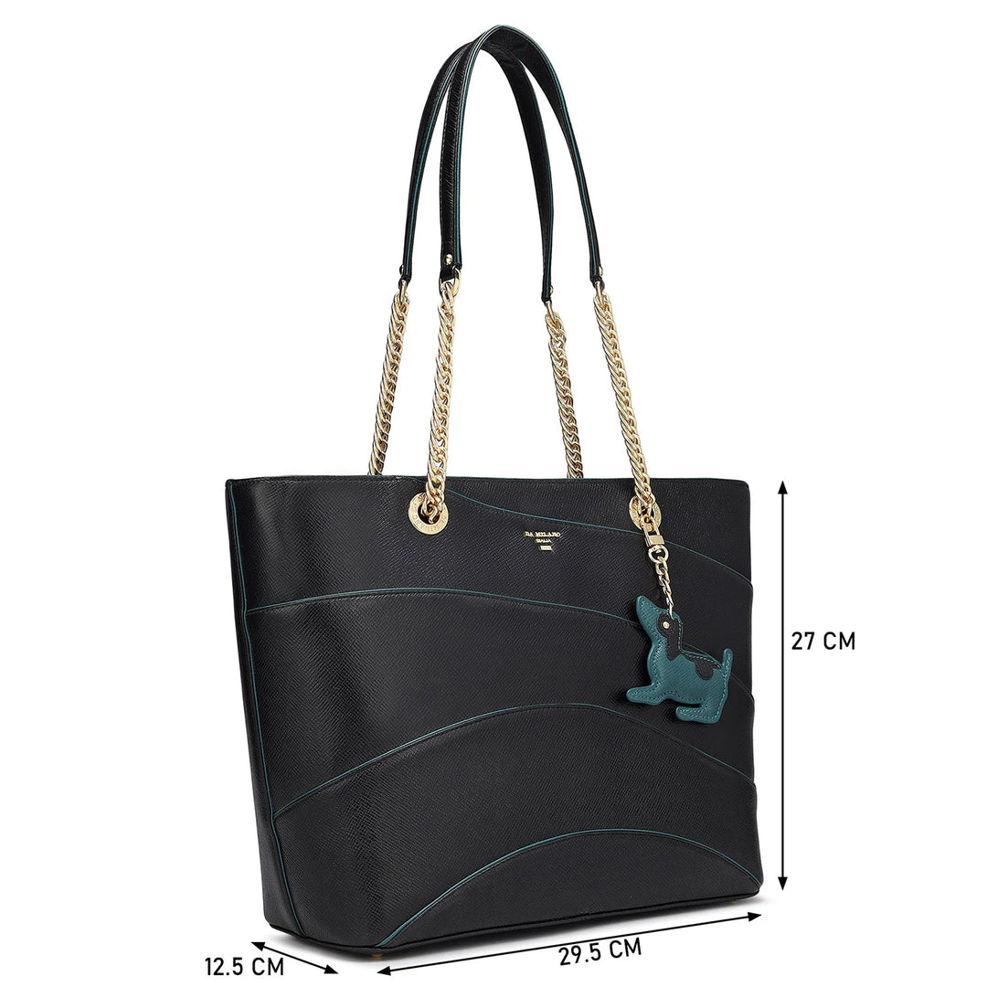 Medium Franzy Leather Tote - Black