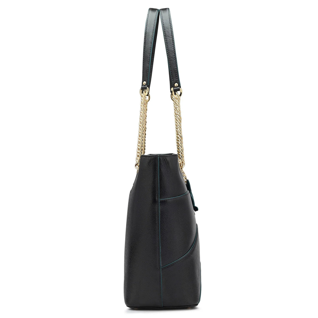 Medium Franzy Leather Tote - Black