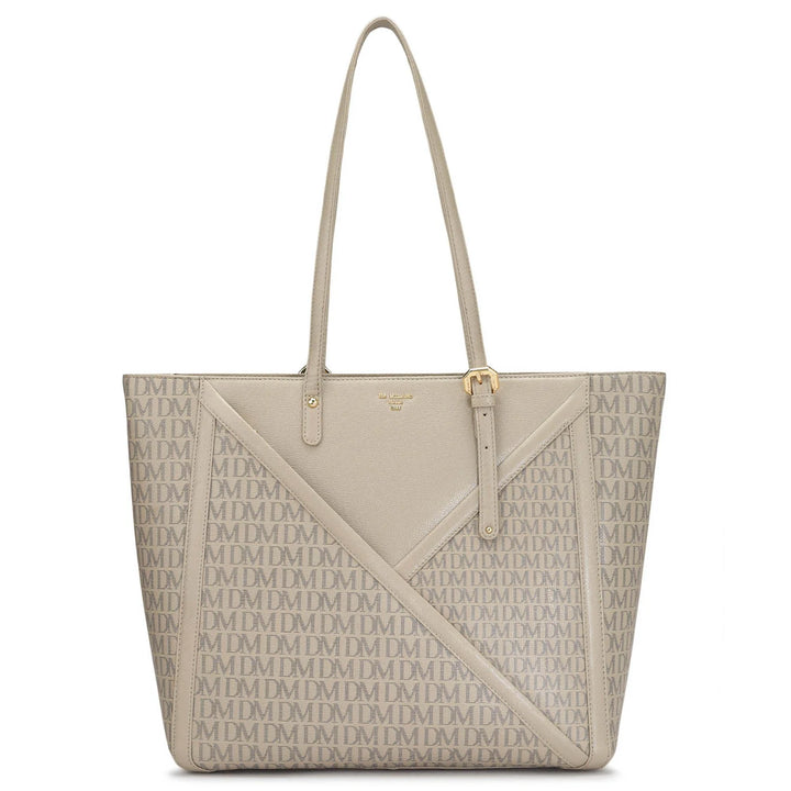 Large Monogram Franzy Leather Tote - Chalk