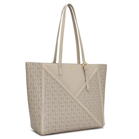 Large Monogram Franzy Leather Tote - Chalk