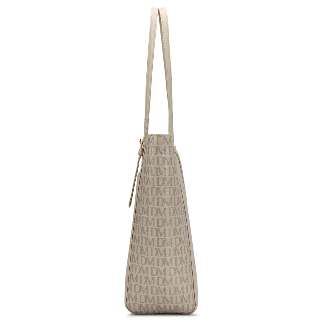 Large Monogram Franzy Leather Tote - Chalk