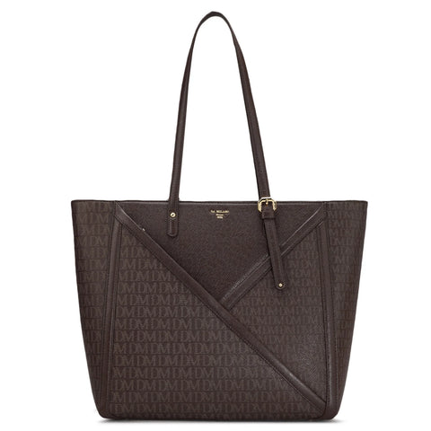 Large Monogram Franzy Leather Tote - Chocolate