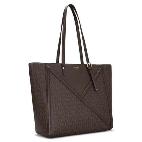 Large Monogram Franzy Leather Tote - Chocolate