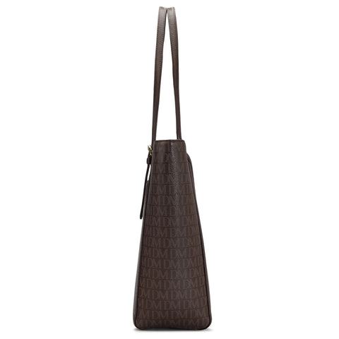 Large Monogram Franzy Leather Tote - Chocolate