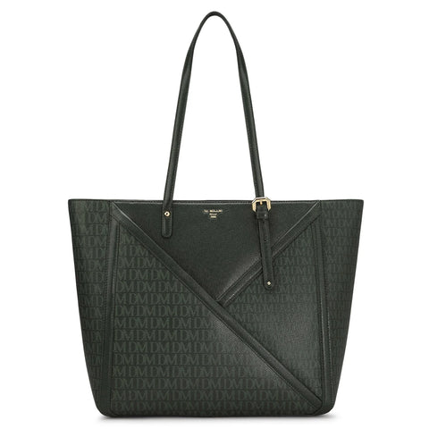 Large Monogram Franzy Leather Tote - Petrol Green