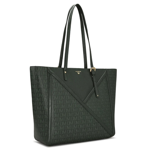 Large Monogram Franzy Leather Tote - Petrol Green