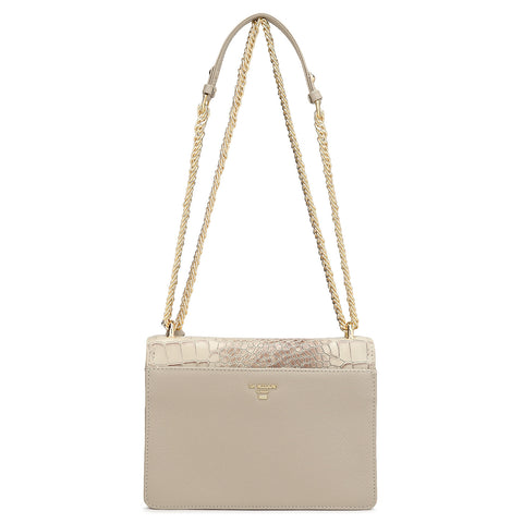 Small Croco Franzy Leather Shoulder Bag - Frost