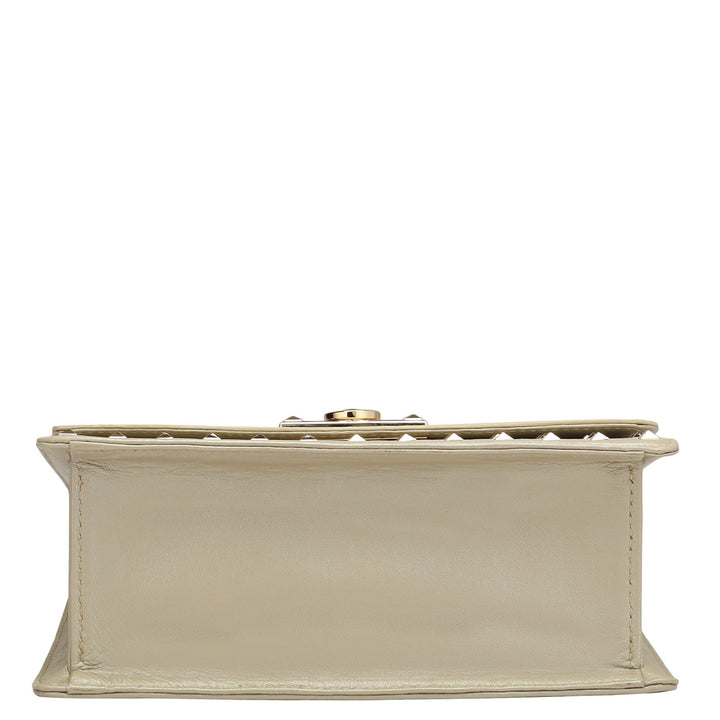 Small Croco Plain Leather Shoulder Bag - Gold