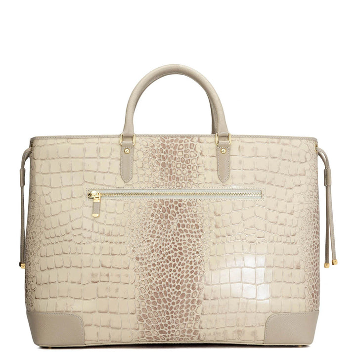 Large Croco Leather Tote - Frost