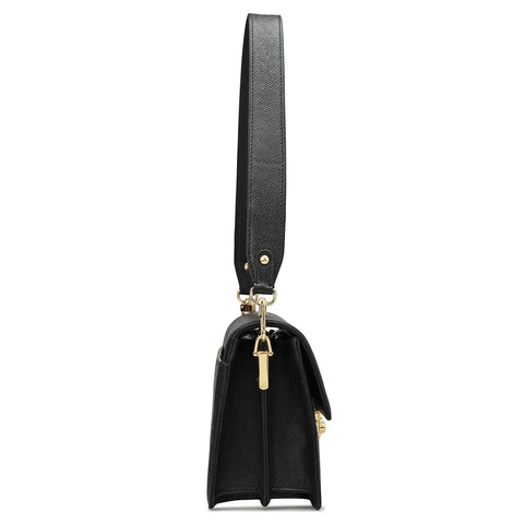 Small Monogram Leather Baguette - Black