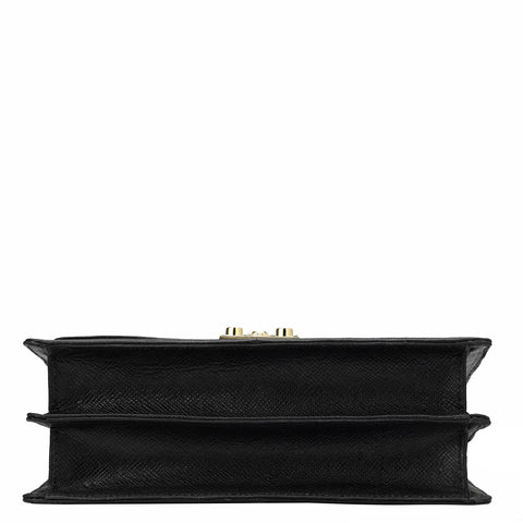 Small Monogram Leather Baguette - Black