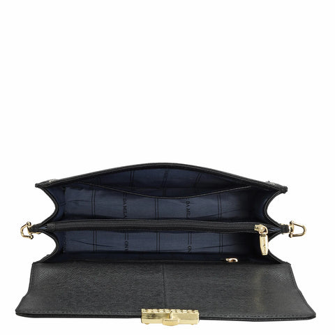 Small Monogram Leather Baguette - Black