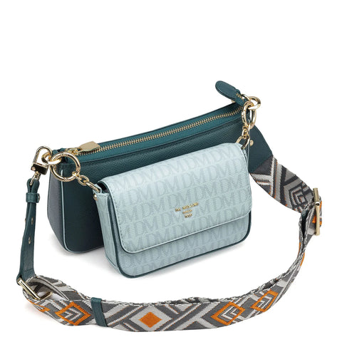 Small Monogram Franzy Leather Sling - Cloud Blue & Octane