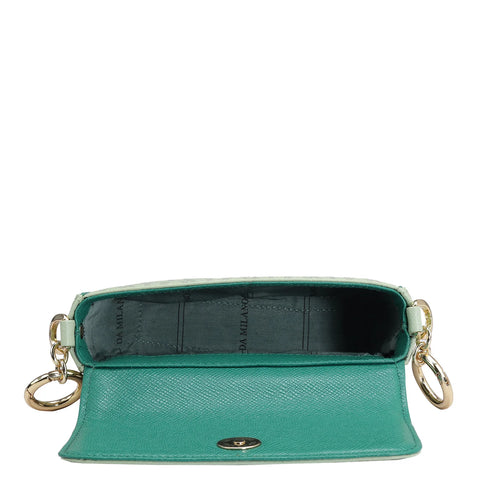 Small Monogram Franzy Leather Sling - Mint & Emerald Green