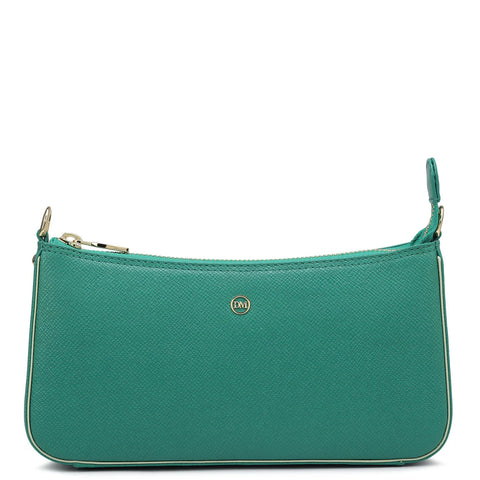 Small Monogram Franzy Leather Sling - Mint & Emerald Green