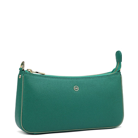 Small Monogram Franzy Leather Sling - Mint & Emerald Green