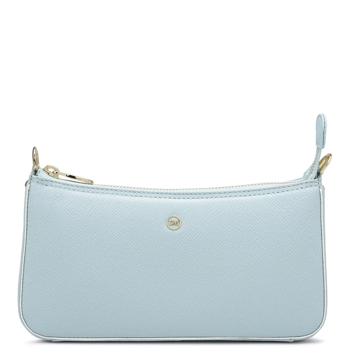 Small Monogram Franzy Leather Sling - White & Cloud Blue