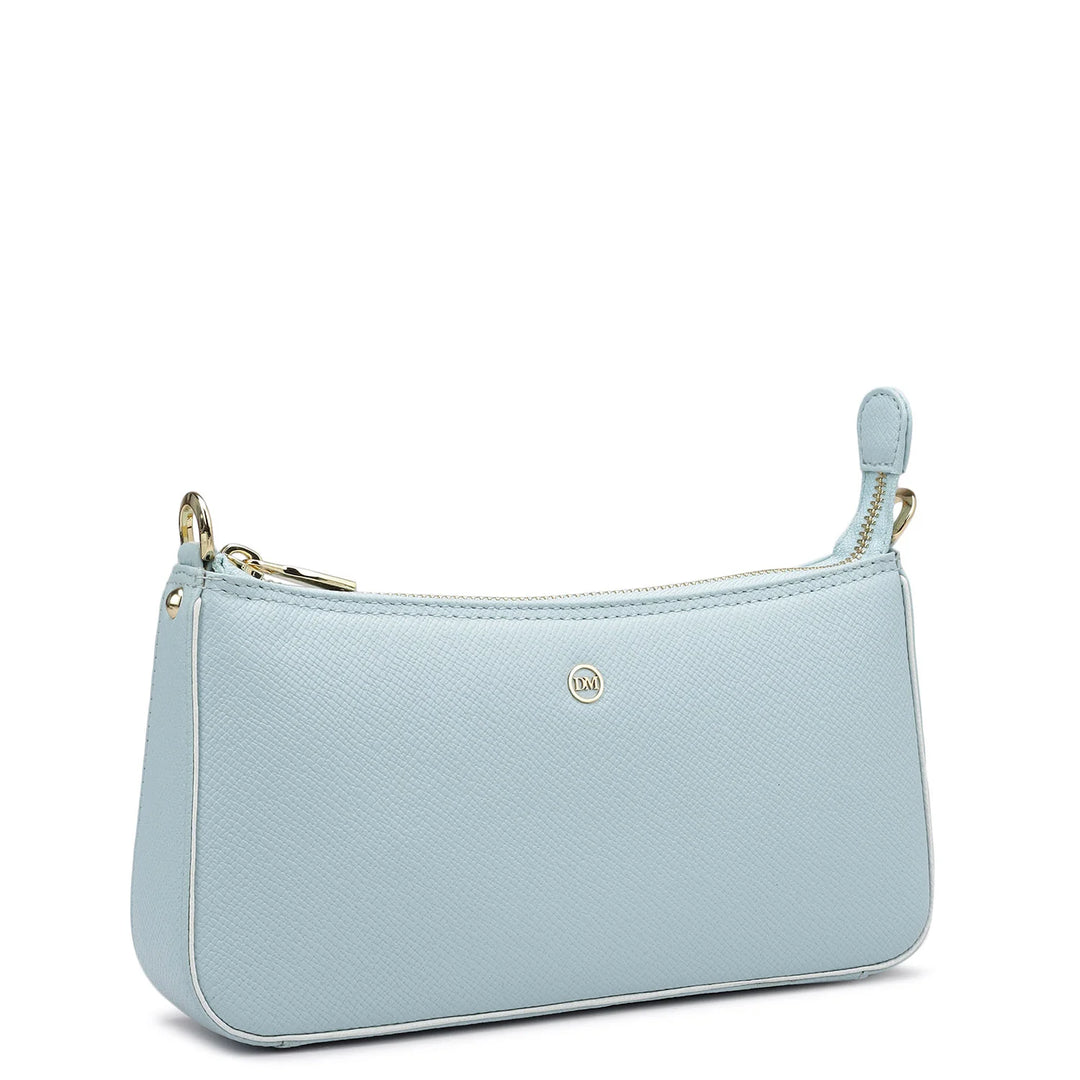 Small Monogram Franzy Leather Sling - White & Cloud Blue