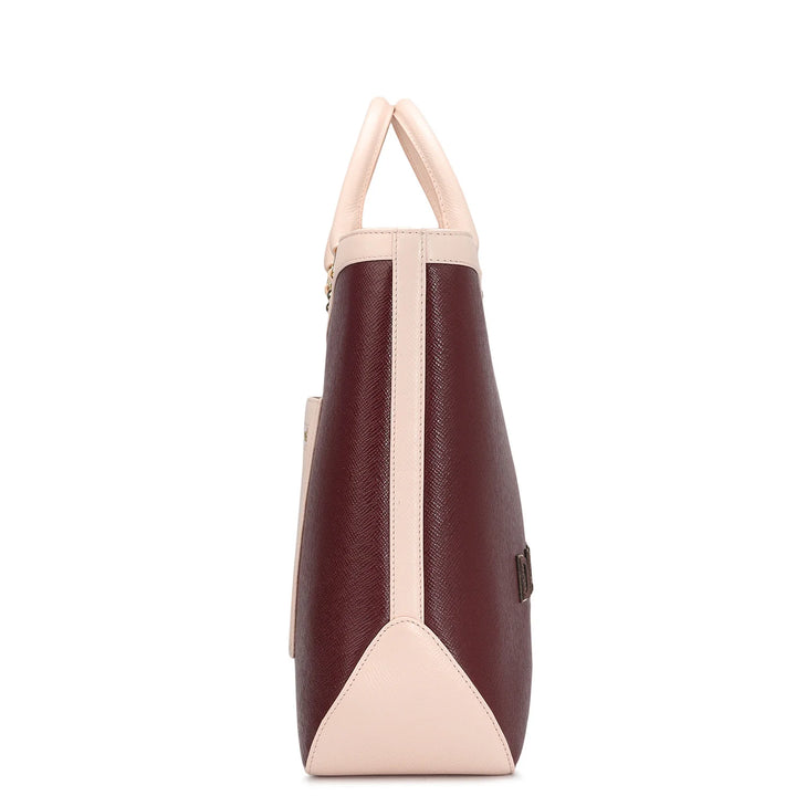 Large Franzy Leather Tote - Blood Stone & Blush