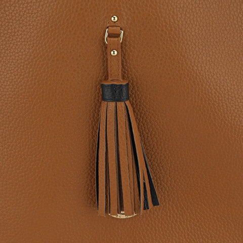 Medium Wax Leather Hobo Bag - Tan