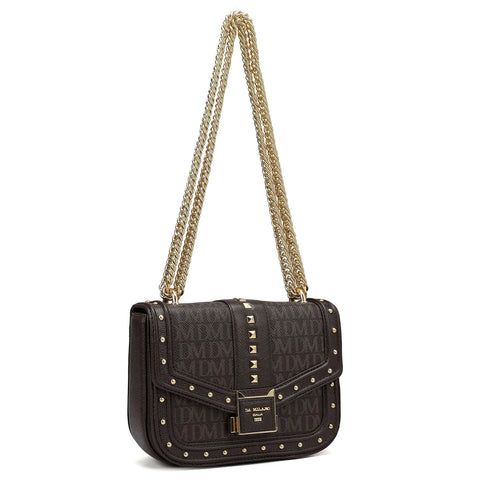 Small Monogram Leather Shoulder Bag - Chocolate