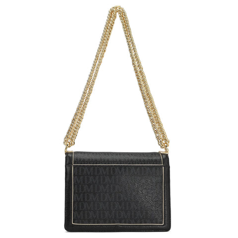 Small Monogram Leather Shoulder Bag - Black