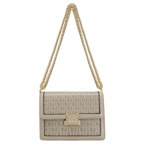 Small Monogram Leather Shoulder Bag - Chalk