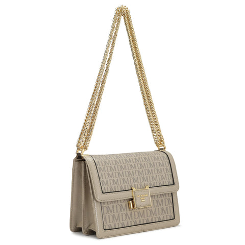 Small Monogram Leather Shoulder Bag - Chalk