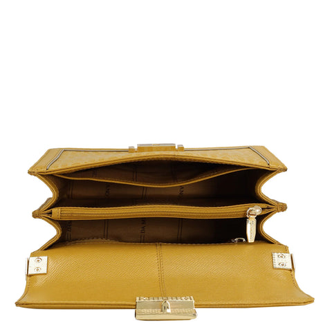 Small Monogram Leather Shoulder Bag - Mustard