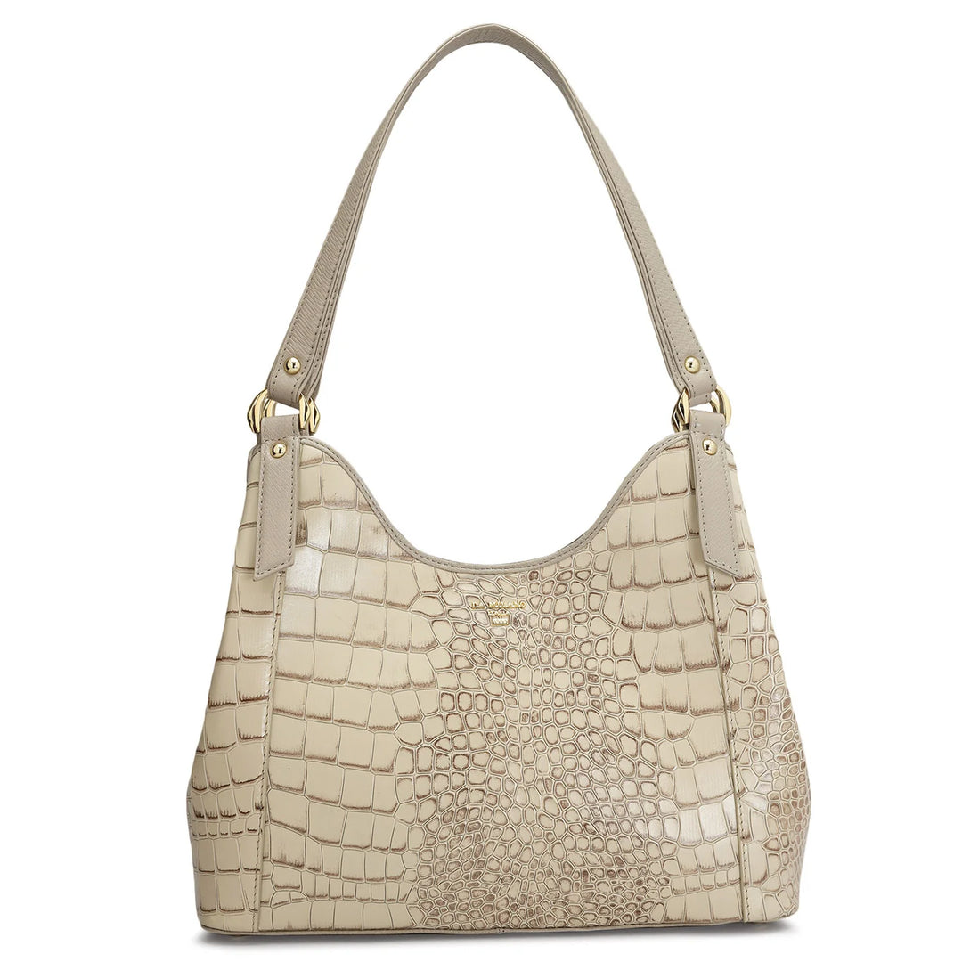 Medium Croco Leather Hobo - Frost