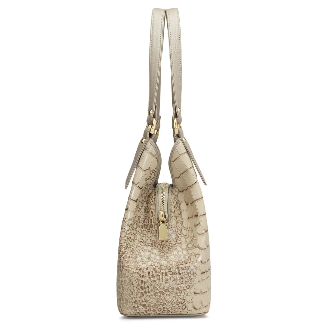 Medium Croco Leather Hobo - Frost