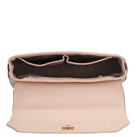 Small Franzy Leather Satchel - Blush & Blood Stone