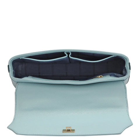 Small Franzy Leather Satchel - Cloud Blue & Octane