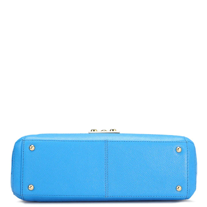 Small Croco Leather Shoulder Bag - Blue