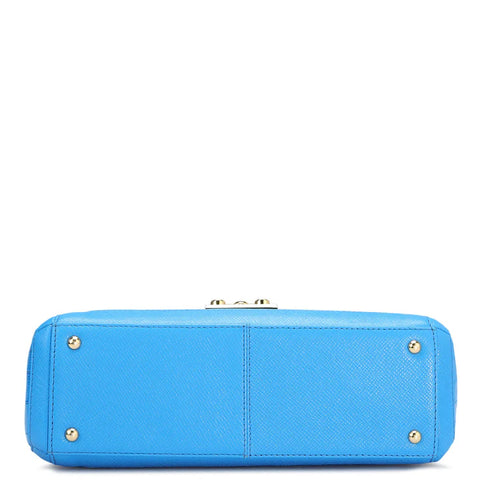 Small Croco Leather Shoulder Bag - Blue