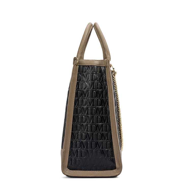 Medium Monogram Leather Book Tote - Black