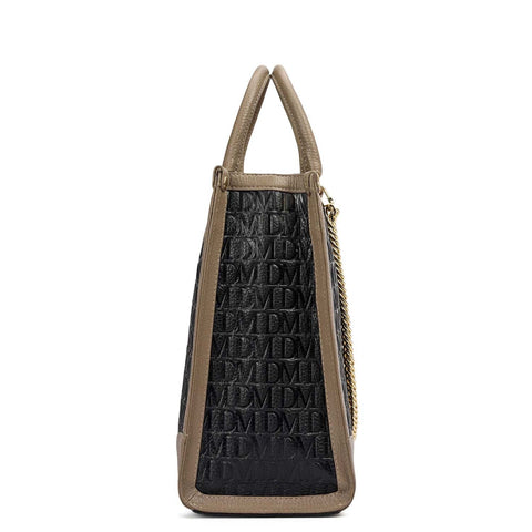 Medium Monogram Leather Book Tote - Black