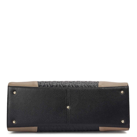 Medium Monogram Leather Book Tote - Black