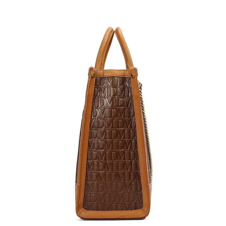 Medium Monogram Leather Book Tote - Mocha