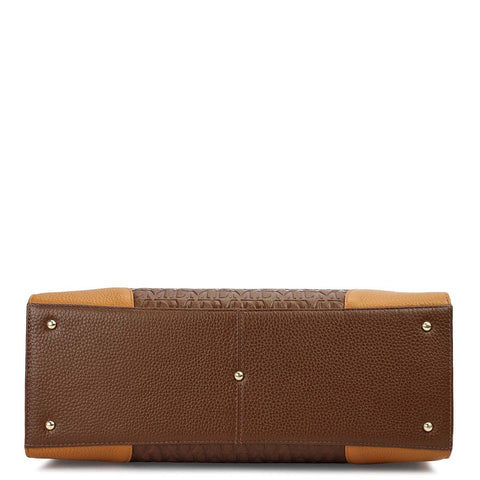 Medium Monogram Leather Book Tote - Mocha