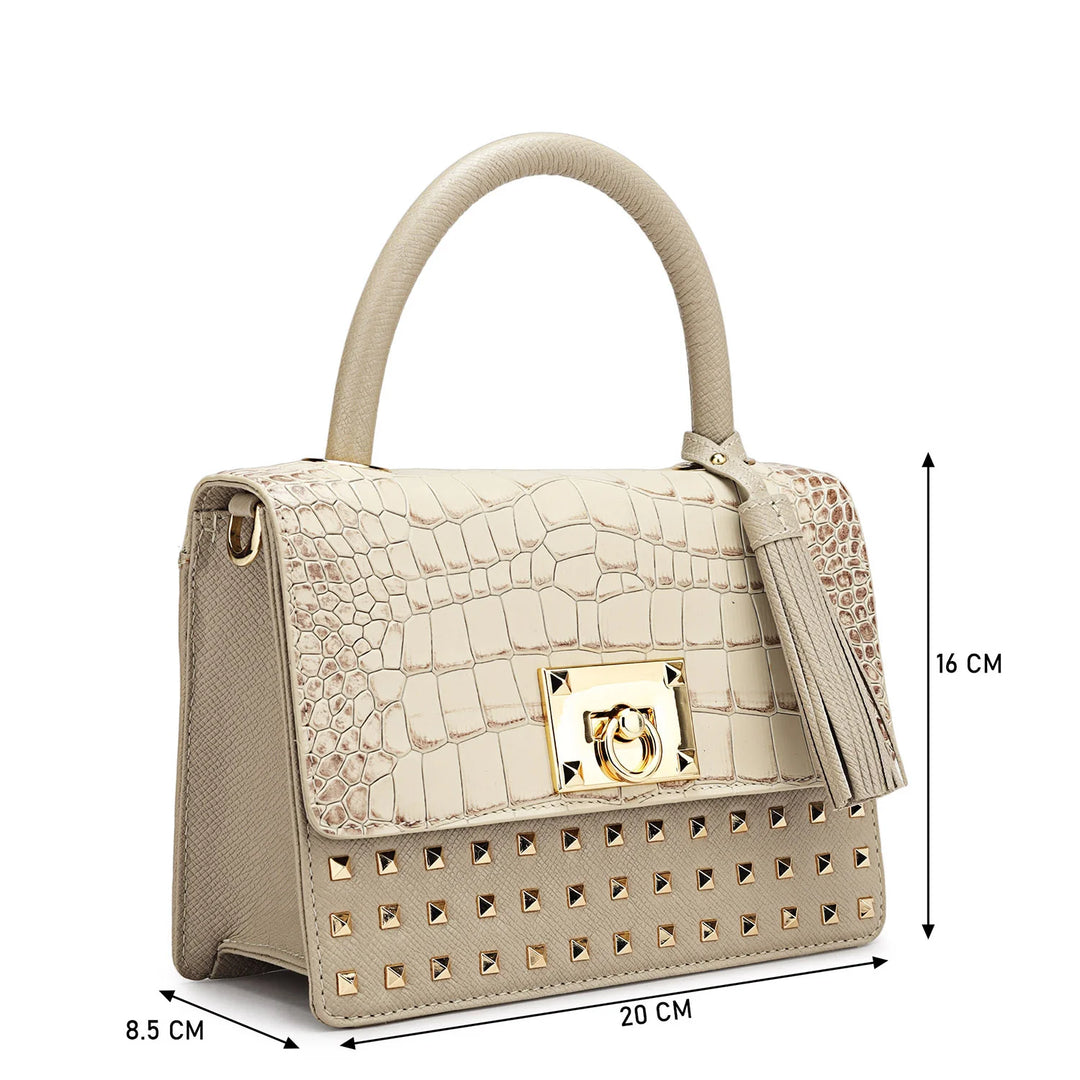 Small Croco Franzy Leather Satchel - Frost